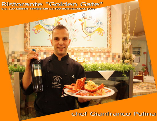 lo chef Gianfranco Pulina del Golden Gate di Bortigiadas in Sardegna con il Verdicchio Utopia di Montecappone