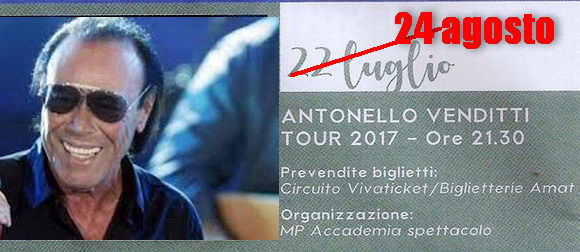 Antonello-Venditti-Porto-Recanati rinviata