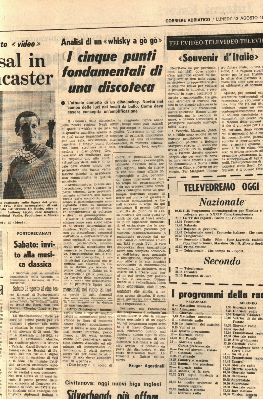 Corriere Adriatico lunedì 13 agosto 1973