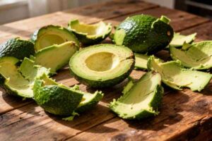 bucce di avocado su un tavolo