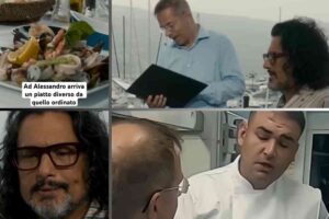 frame dell'episodio di 4 Ristoranti col menù stampato male