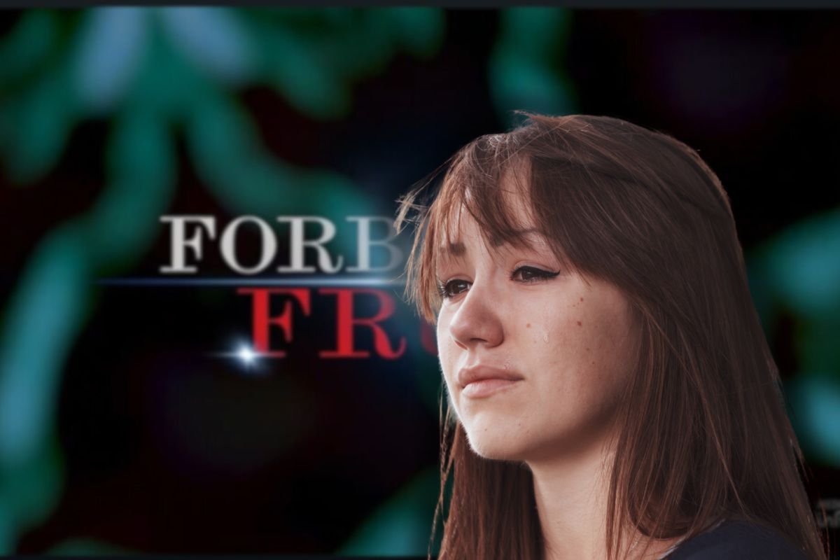 logo forbidden fruit e donna piange