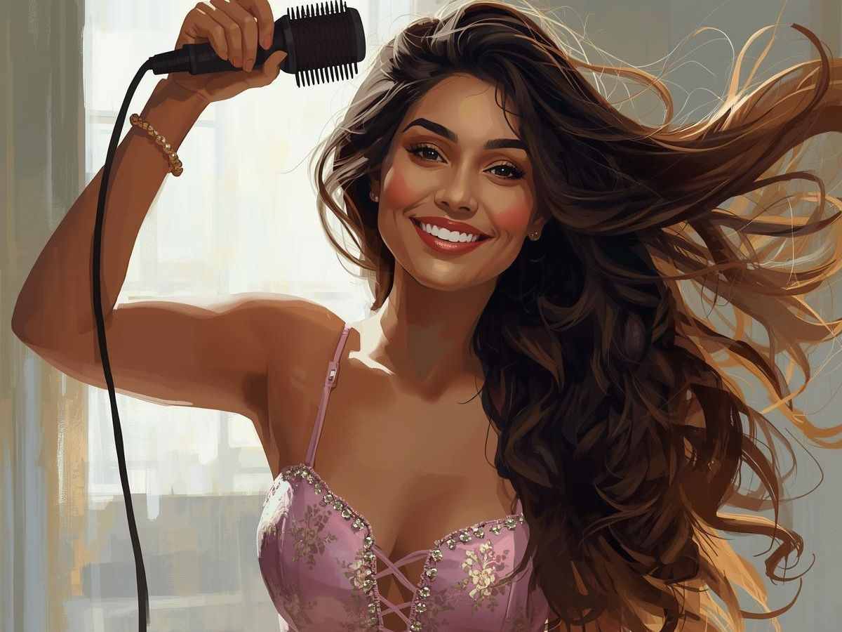 fumetto di ragazza con spazzola elettrica