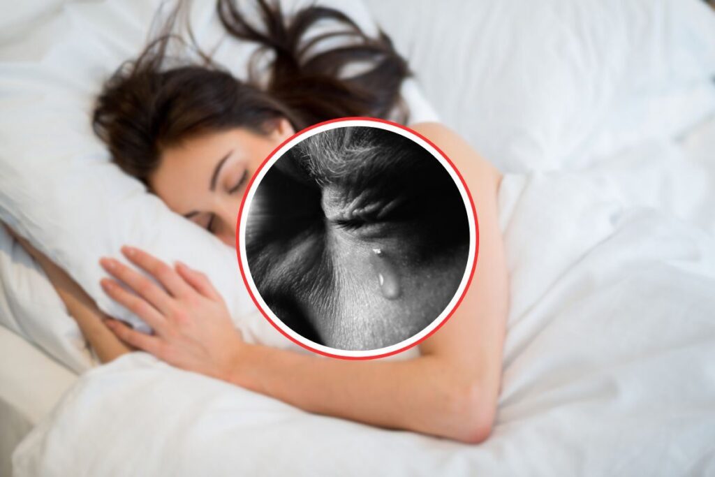 donna che dorme e persona che piange