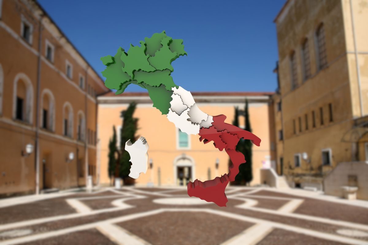 sfondo di benevento e in primo piano grafica dell'Italia