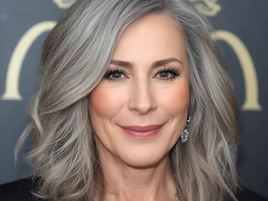 donna con capelli grigi e taglio medio