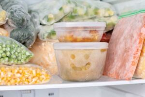 cibi congelati in contenitori di plastica